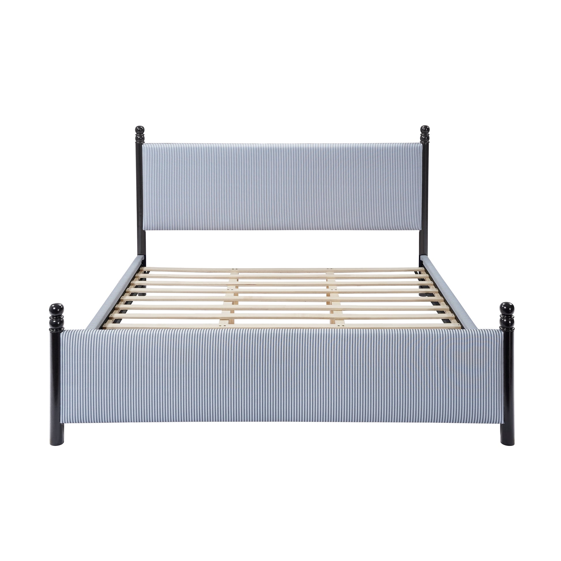 48-inch Striped Rubberwood Upholstered Bed,King