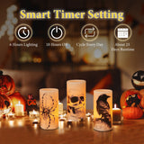 3 Pack Halloween Flameless Candle Lamp With Timer Setting Battery Operated Warm Orange Light Candles For Halloween Party Decoration - CJDS - FC