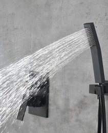 Matte Black Shower Set System Bathroom Luxury Rain Shower Combination Set Ceiling Mounted Showerhead Showerhead Faucet