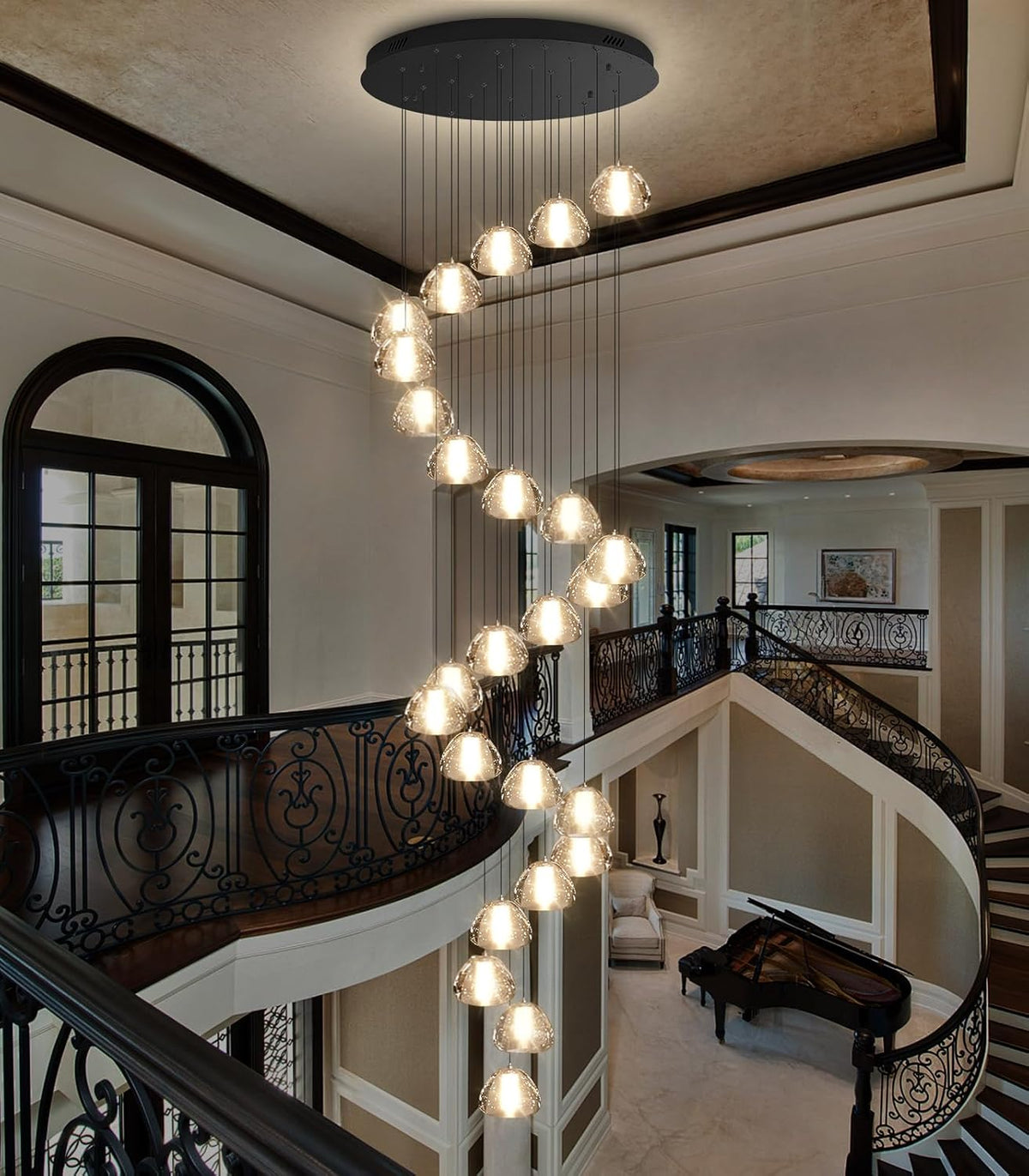 236'' Long Large Crystal Chandeliers LED Chandeliers for High Ceiling Handing Light Fixture for Entrance Hallway Foyer Staircase Lobby Gold