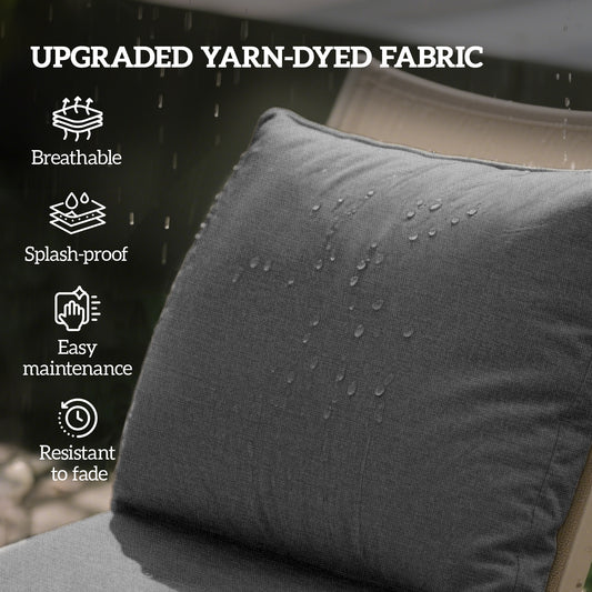 8 Patio Chair Cushions With Seat & Backrest, Fade Resistant Seat Replacement Cushion Set, Gray