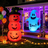 Pvc Inflatable Glowing Pumpkin Doll Suitable for Halloween, Halloween Inflatable Led Light-Up Ghost, Inflatable Model, Outdoor Yard Decoration