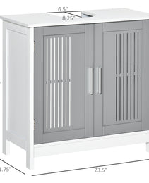 Under Sink Pedestal Storage Bathroom Cabinet, Gray White