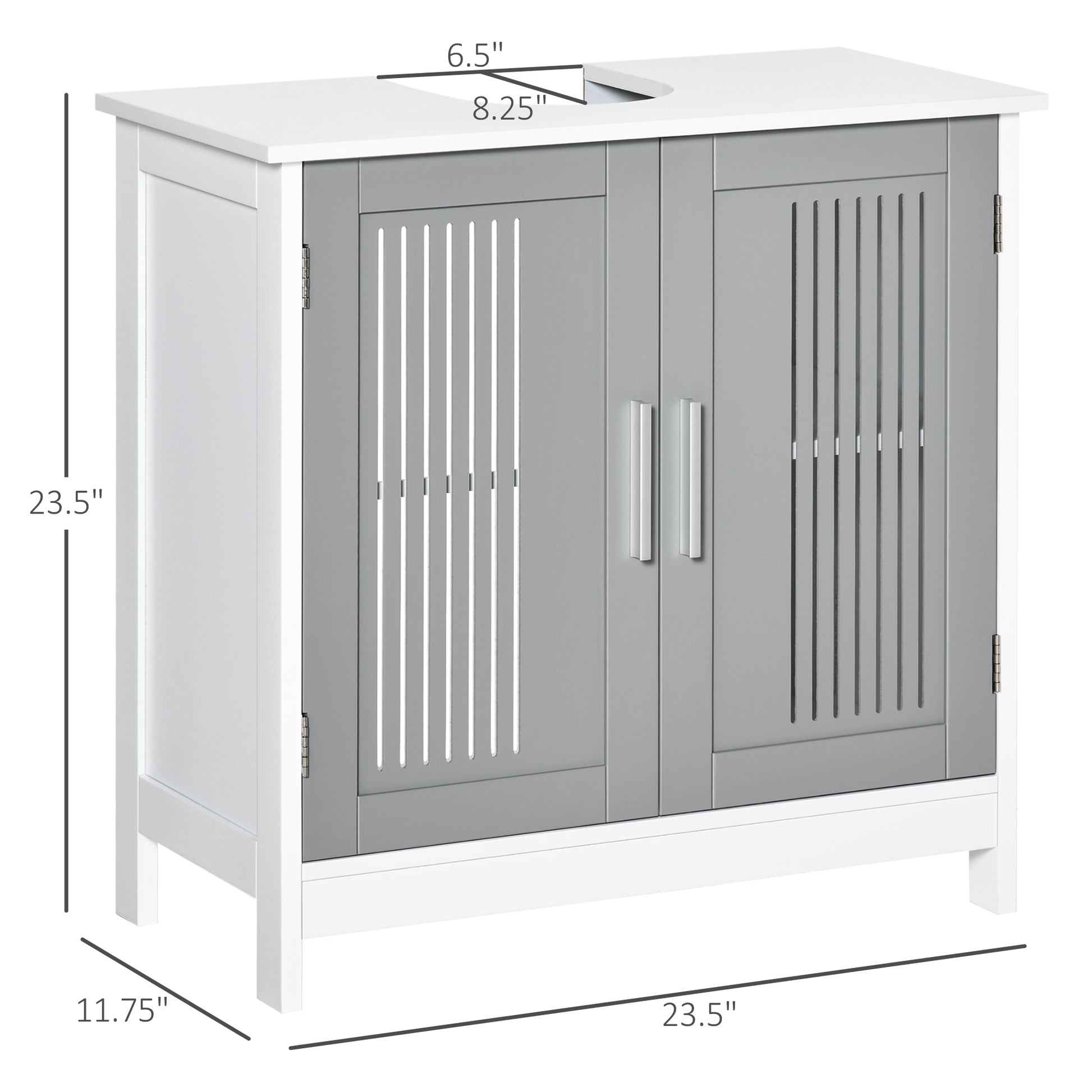 Under Sink Pedestal Storage Bathroom Cabinet, Gray White