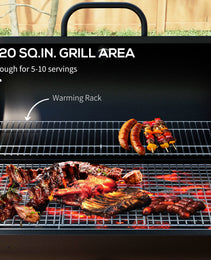 Barrel Charcoal BBQ Grill, Barbecue with 420 sq.in. Cooking Area, Wheels, Ash Catcher, Black