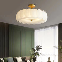 Nordic round milky white glass ceiling chandelier living room French medieval lamp bedroom dining room gold Kids Room decor lamp