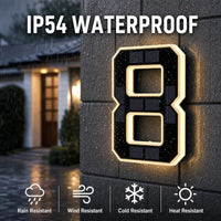 9/6.7/4.7In Solar-Powered Illuminated Outdoor Address Signs - IP54 Waterproof Auto On/Off LED House Numbers Plaque,Modern Farmhouse Home Decor, DIY Personalized Exterior Door Addressing Accessory