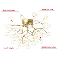 Modern LED Ceiling Chandeliers Black Gold Tree branch Surface Mount Kids Lamps ball glass shades lights For Foyer Chandelier