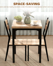 3 Piece Dining Table Set for 2, Modern Kitchen Table and Chairs, Dining Room Set for Breakfast Nook, Light Wood Grain
