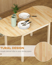 55" Wood Kitchen Table, Drop Leaf Tables For Small Spaces, Natural