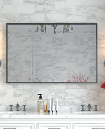 40x30 Inch Glossy Black Bathroom Mirror Wall Rectangular Vanity Mirror