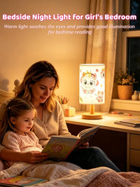 Kids Table Lamp,Cute Kitty Lamp for Bedroom Girls Decorative Bedside Lamps