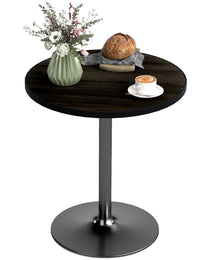 Round Dining Table for 2-4 People, Small Kitchen Table with Wood Grain Top, Black