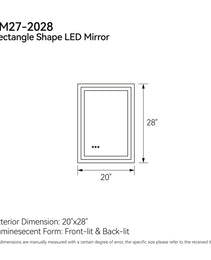 20 Inch X 28 Inch LED Bathroom Mirror