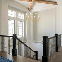 Modern Farmhouse Gold Chandeliers for Dining Room Light Fixture, 8-Light Metal Candle Chandeliers Lighting for Living Room Staircase Foyer Entryway Bedroom