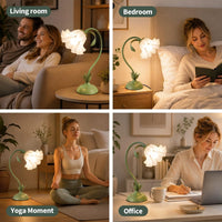 Newaonasen Flower Table Lamp Cute Lily Desk Lamp Bedside Night Light -Green