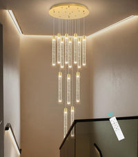 35-Light Long Large Modern Led Crystal Chandeliers Modern Spiral Chandeliers High Ceilings Chandelier for Staircase Foyer Chrome