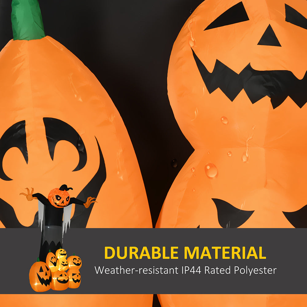9ft Halloween Inflatables Outdoor Decorations, Pumpkin Ghost With Pumpkin Patch, Outdoor Giant Blow Up Yard Decor With Build-in LED For Garden, Lawn, Party, Holiday - CJDS - FC