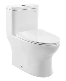 One-Piece Elongated Toilet – Vortex Dual Flush 1.0/1.28 GPF, Skirted Easy-Clean Design, Standard Height (White & Silver, 12" Rough-In)