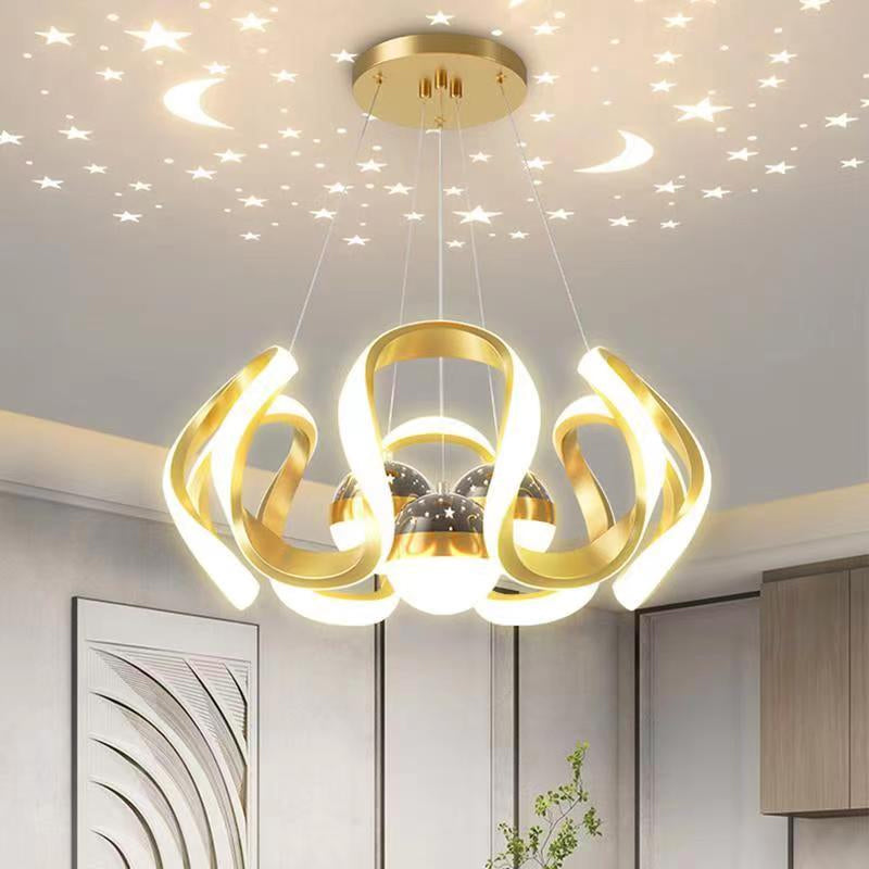 Ginevra 92W Gold Tri-Color Modern Aluminum LED Indoor Chandelier