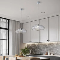 Nordic Designer Smoke Gray Cloud Glass Hanging Chandelier Hotel Living Room Art LED Pendant Lamp Staircase Decor Lights Fixtures
