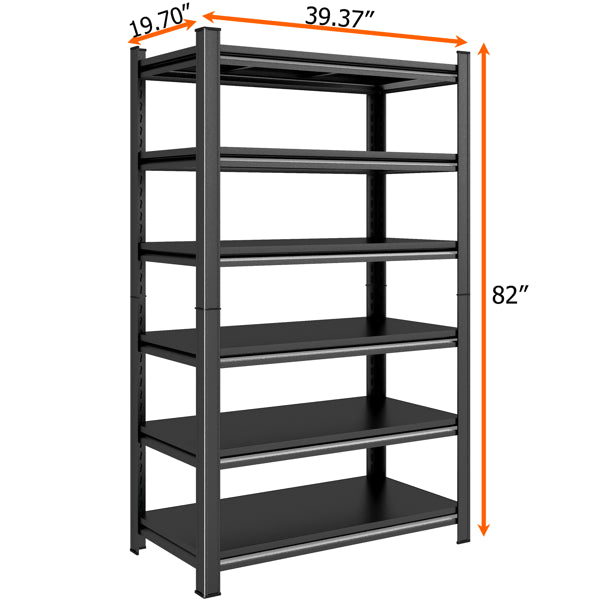 Garage Shelving Units 2400LBS Heavy Duty Storage Shelves Adjustable Metal Shelf 6 Tier Garage Storage Rack For Kitchen, Laundry Room, Industrial, Warehouse 39.37" W*19.70" D*82" H, Black