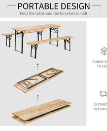 6' Portable Picnic Table and Bench Set, Outdoor Wooden Folding Camping Dining Table Set for Patio Garden Outdoor Activities