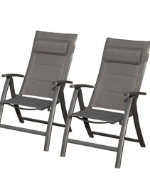 Patio Folding Chairs Set Of 2,Padded Textilene Fabric Seat