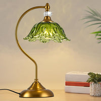Table Lamp for Bedroom,Crystal Glass beside Lamp,Plug in Dimmable Black Lamp Flower Nightstand Lamp for Living Room, Office, Desk, Home Decor