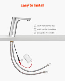 Touchless Bathroom Sink Faucet, Automatic Motion Sensor Restroom Toilet Faucet, HandsFree Adjustable Cold Hot Single Handle Water Mixer Battery Operated For 9/16 In Pipe,Brushed Nickel Silver