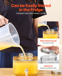 Beverage Dispenser, 0.8 Gallon Drink Dispensers For Parties, Glass Juice Dispenser With No-Drip Spigot And Lid, Iced Tea Lemonade Juice Water Dispensers For Restaurants, Hotels, Parties