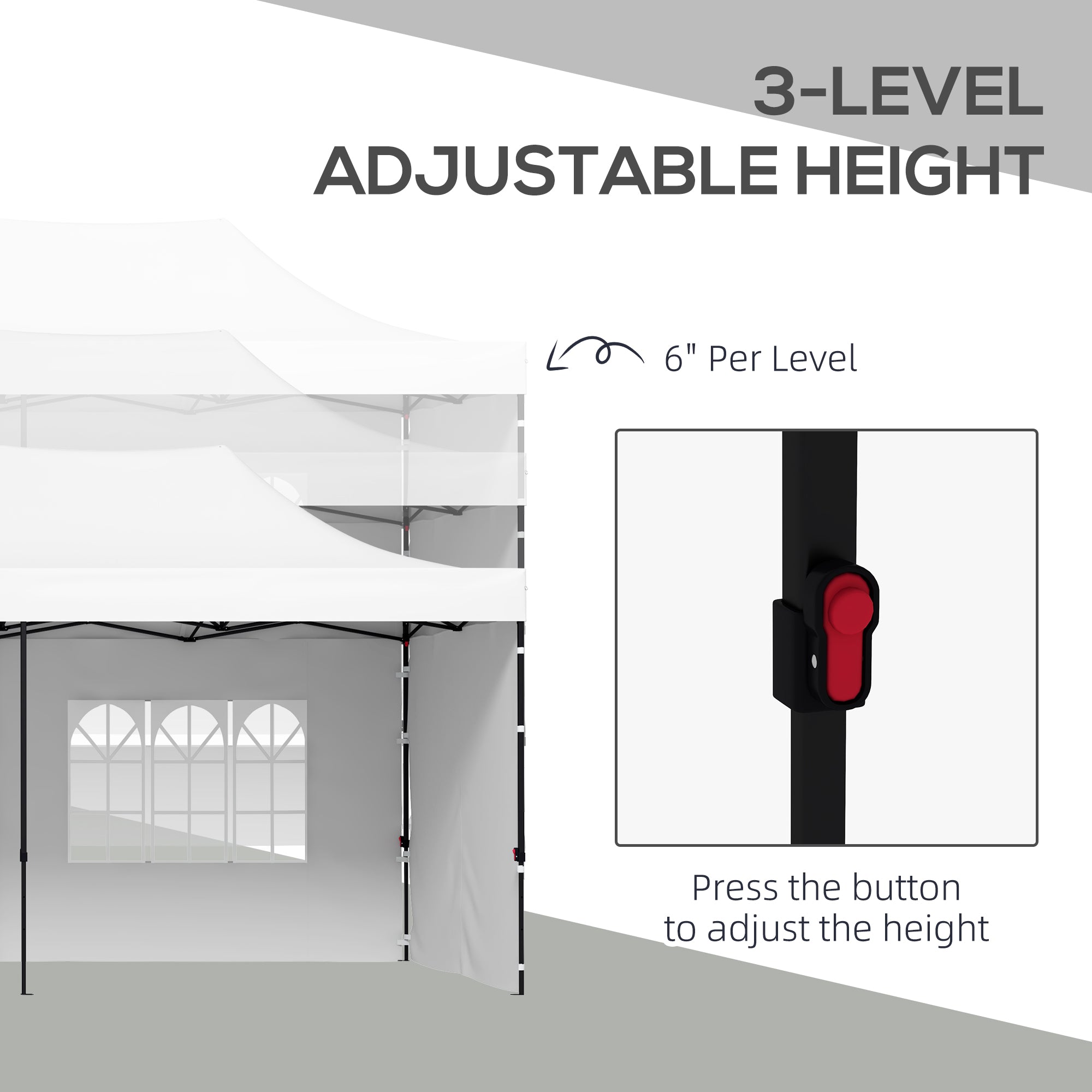 9.5' x 28' Pop Up Canopy Tent, Instant Tent for Parties, Height Adjustable, with Carry Bag and Sand Bags