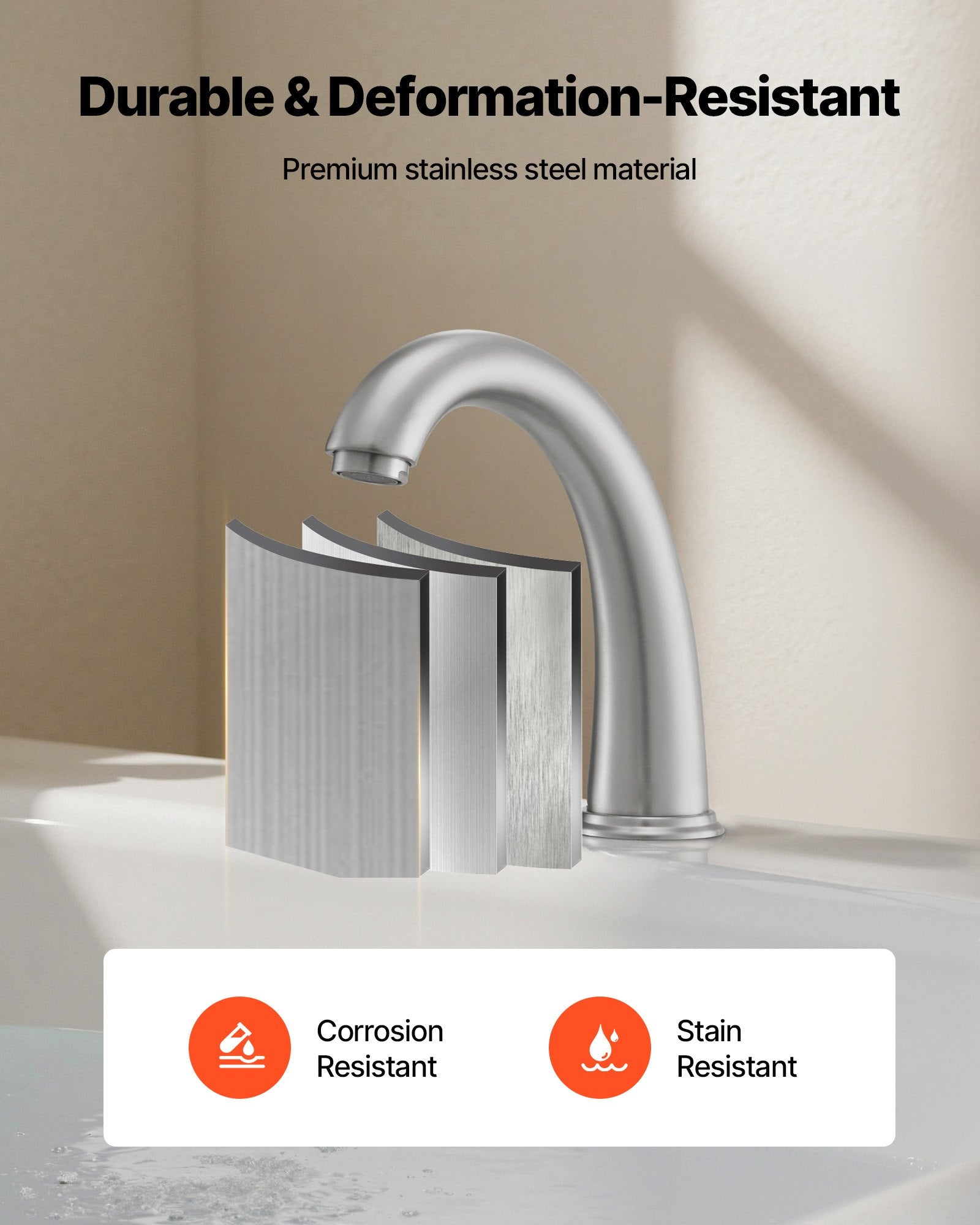 Roman Tub Faucet, 3 Hole Waterfall Bathtub Faucet, Gooseneck Bath Tubs Faucets Set With 2 Handles, Roman Tub Faucets Deck Mount For Adult Bathing, Brushed Stainless Steel, High Arc Spout