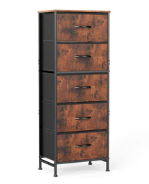 5 Drawer Dresser With Fabric Bins, Sturdy Steel Frame And Wood Top