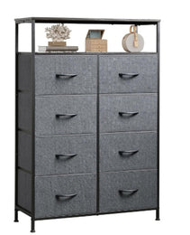 8-Drawer Fabric Dresser With Open Shelf, 45.9-inch Tall Storage Cabinet For Bedroom Closet Organization