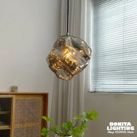 Ice Crystal Pendant Lamp Nordic Minimalism Bedside Restaurant Mirror Front Atmosphere Droplight Glass Stone Ceiling Chandelier