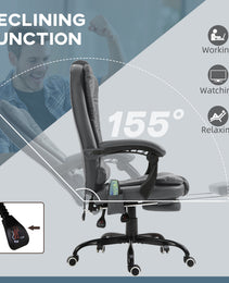 7-Point Vibrating Massage Office Chair High Back Massaging Office Desk Chair with Lumbar Support, Footrest, Gray