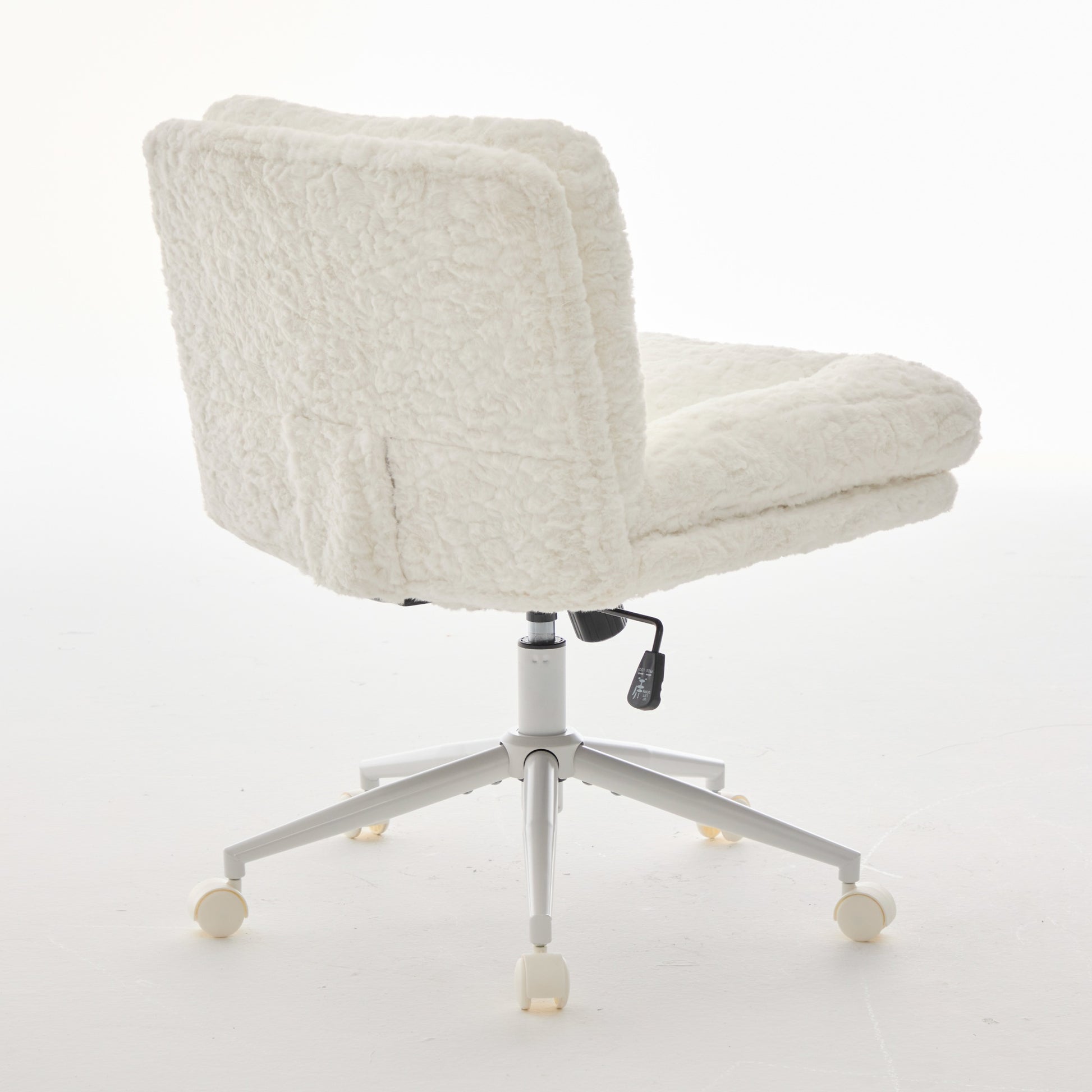 W26.4 Inch Wider Seat Office Chair,Artificial Rabbit Hair Home Office Chair With Metal Base,Adjustable Desk Chair Swivel Office Chair,Vanity ChairCream