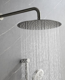 Shower System With Shower Head, Hand Shower, Slide Bar, Bodysprays, Shower Arm, Hose, Valve Trim, And Lever Handles