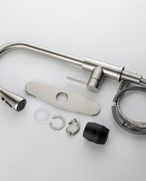 Single Handle High  Pull Out Kitchen Faucet, Single-stage Stainless Steel Kitchen Sink Faucet, With Pull Down Spray