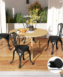 Patio Chair Cushions Set Of 4 Round Seat Cushions For Dining Bistro Chairs Machine Washable, 15" X 15" X 3", Black