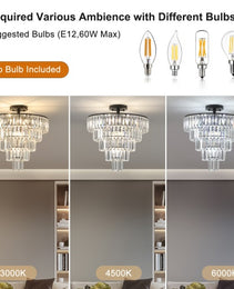 Large Black Crystal Chandelier, Contemporary Style Chandelier