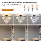 Large Black Crystal Chandelier, Contemporary Style Chandelier, Dining Room, Living Room, Bedroom - Bulb Not Included  Unavailable Platforms- CJDS