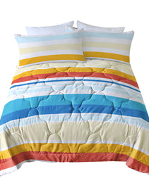 3pcs Soft And Comfortable Bedding Comforter Set Items With Rainbow Stripes, Including One Comforter Set And Two Pillowcases, Suitable For All Seasons