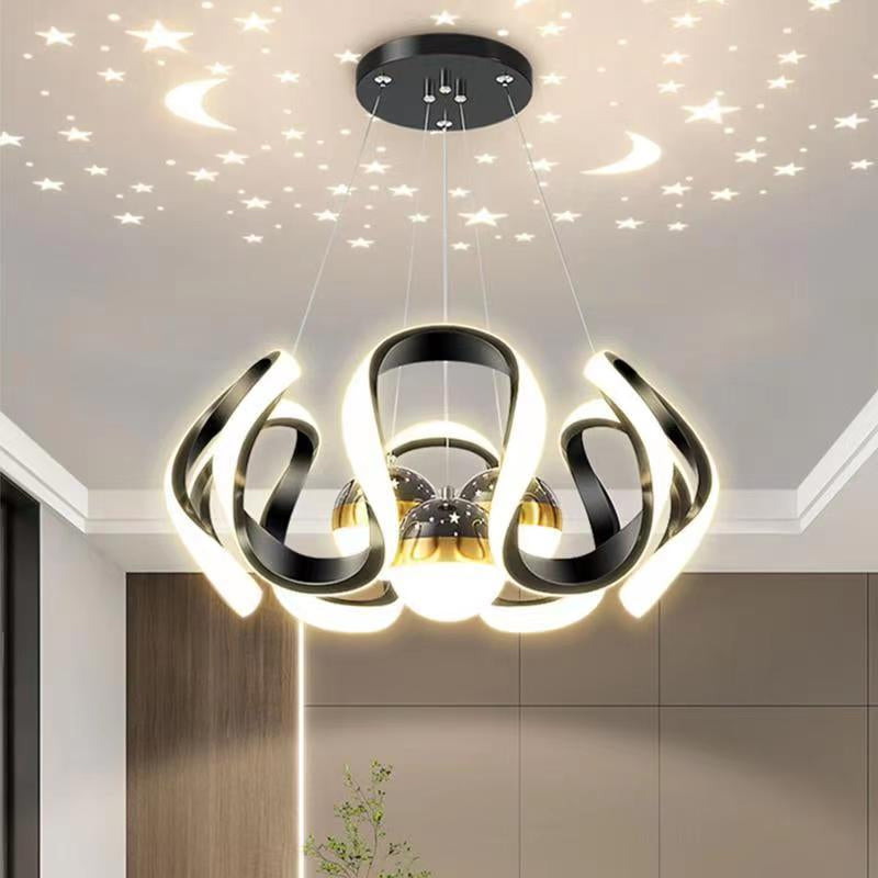 Natalia 92W Black Tri-Color Modern Aluminum LED Indoor Chandelier