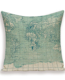 New Retro Toss Pillow Case European World Map Cushion Cover Seat Sofa Covers Morocco Linen House Home Decor Throw Pillows Cases