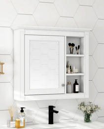 30 X 28 Medicine Cabinet, Wall Mounted Bathroom Storage Cabinet, Modern Bathroom Wall Cabinet With Mirror,Medicine Cabinet,  Mirror Cabinet With 3 Open Shelves Not Include Bathroom Vanity