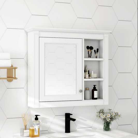 30 X 28 Medicine Cabinet, Wall Mounted Bathroom Storage Cabinet, Modern Bathroom Wall Cabinet With Mirror,Medicine Cabinet,  Mirror Cabinet With 3 Open Shelves Not Include Bathroom Vanity