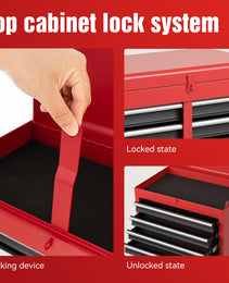 Tool Chest, 5-Drawer Rolling Tool Storage Cabinet With Detachable Top Tool Box, Liner, Universal Lockable Wheels, Adjustable Shelf, Locking Mechanism, Metal Tool Cart For Garage Workshop