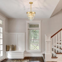 Gold Crystal Chandeliers for Dining Room，4-Lights D12 Inch